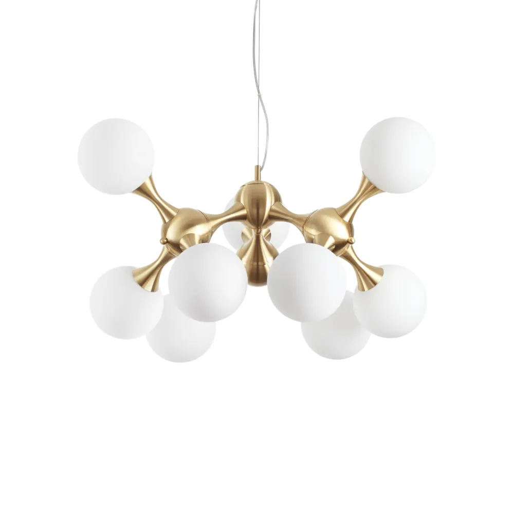 Lampadari Moderni-Ideal Lux Lampadario nodi sp9 ottone moderno sfere vetro bianco