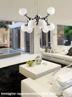 Lampadari Moderni-Ideal Lux Lampadario nodi sp9 ottone moderno sfere vetro bianco