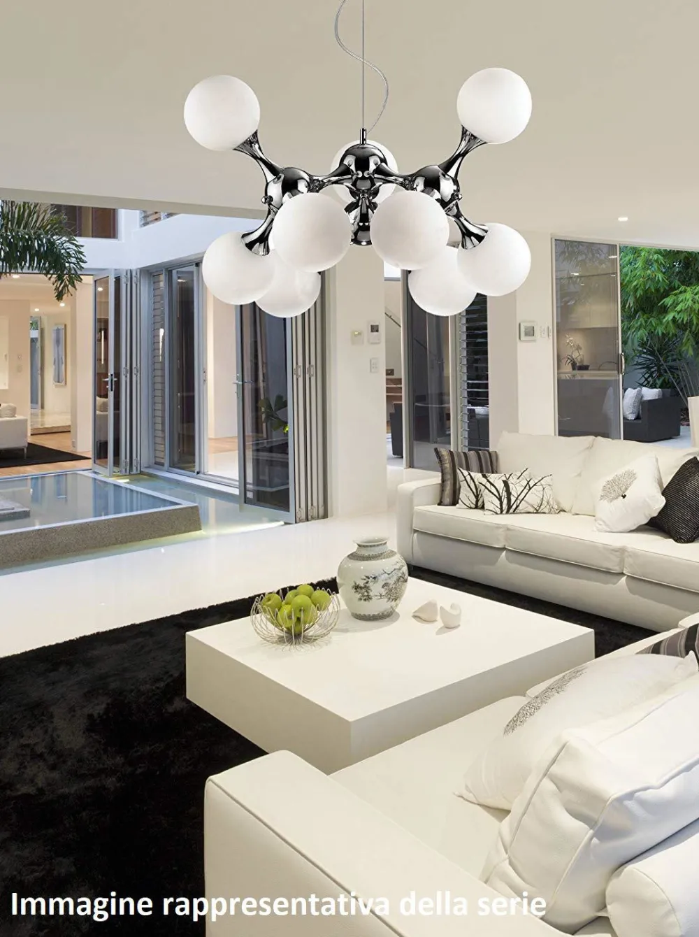 Lampadari Moderni-Ideal Lux Lampadario nodi sp9 ottone moderno sfere vetro bianco
