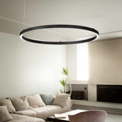Lampadari Moderni-Ideal Lux Lampadario oracle slim sp d090 round nero led 43w 3000k dali push