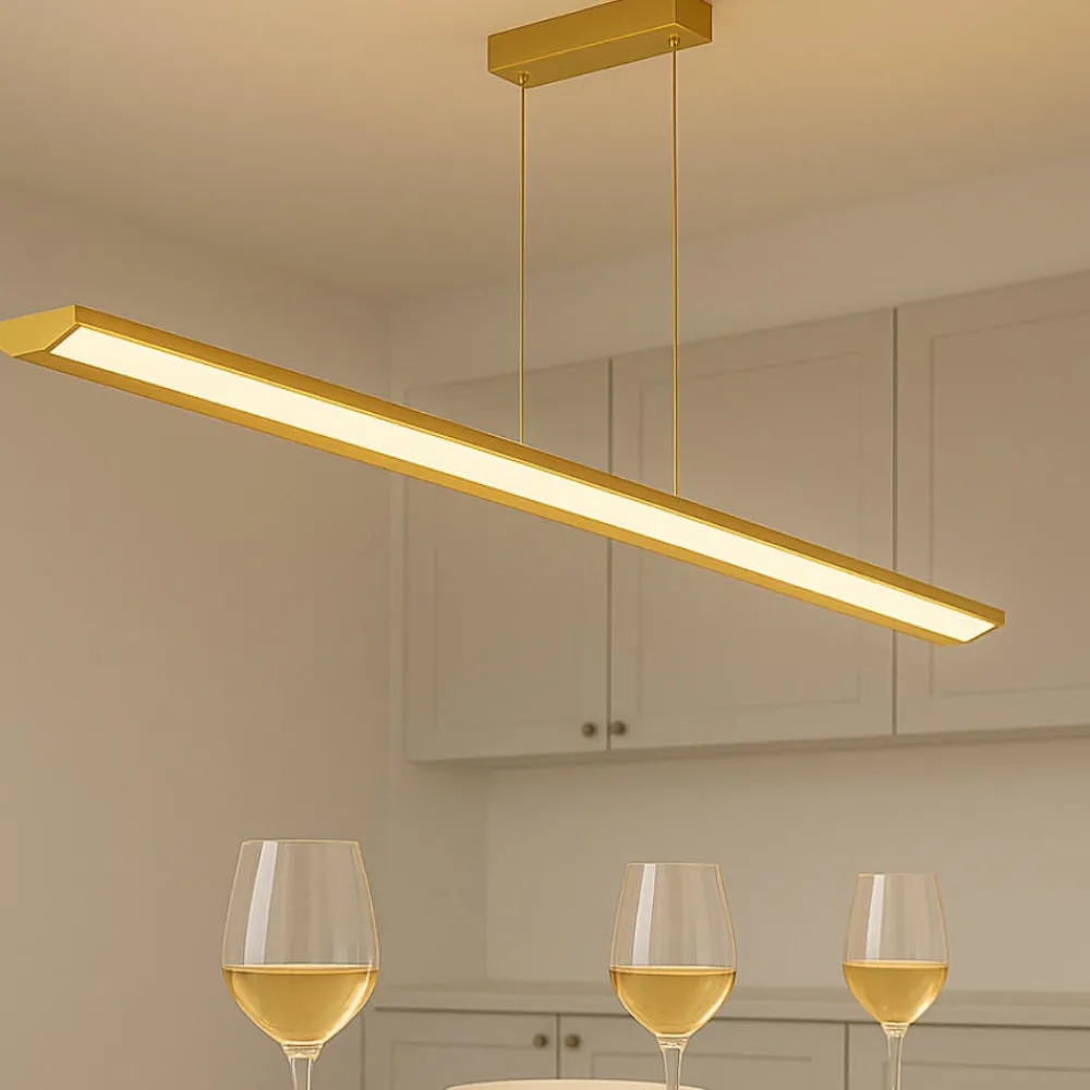 Lampadari Cucina-Top Light Lampadario orizzontale per tavolo cucina oro led 42w cct malika