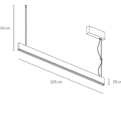 Lampadari Cucina-Vivida International Lampadario orizzontale titanio per tavolo cucina led 36w cct vivida segmento