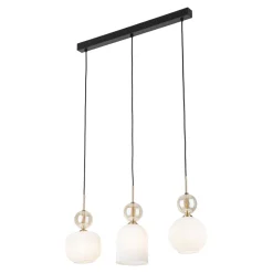 Lampadari Cucina-Selezionato da Mazzolaluce lampadario oro barra 3 vetri pendenti ambra bianco per tavolo cucina
