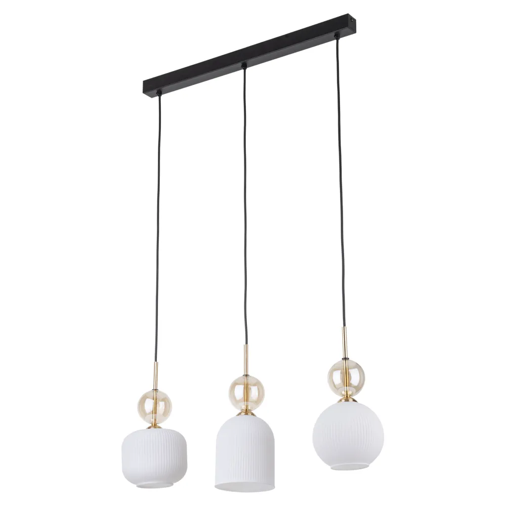 Lampadari Cucina-Selezionato da Mazzolaluce lampadario oro barra 3 vetri pendenti ambra bianco per tavolo cucina