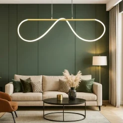 Lampadari Moderni-Selezionato da Mazzolaluce Lampadario oro design moderno da soggiorno tubo led 29w 3000k