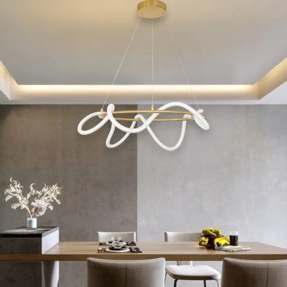 Lampadari Moderni-Selezionato da Mazzolaluce Lampadario oro design tubo led di silicone per soggiorno