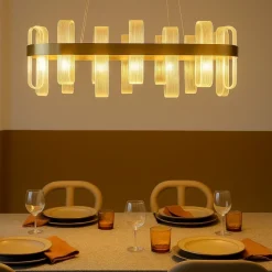 Lampadari Moderni-Selezionato da Mazzolaluce Lampadario oro led 82w 3000k elegante per soggiorno