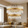 Lampadari Moderni-Selezionato da Mazzolaluce Lampadario oro moderno con cristalli molati trasparenti