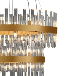 Lampadari Moderni-Selezionato da Mazzolaluce Lampadario oro moderno con cristalli molati trasparenti