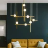 Lampadari Moderni-Selezionato da Mazzolaluce Lampadario oro nero 8 luci per salone moderno led 106w 3000k