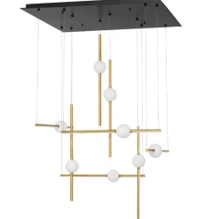 Lampadari Moderni-Selezionato da Mazzolaluce Lampadario oro nero 8 luci per salone moderno led 106w 3000k