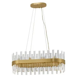 Lampadari Moderni-Selezionato da Mazzolaluce Lampadario oro ovale con cristalli per soggiorno
