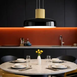 Lampadari Cucina-Fabas Luce Lampadario oro per cucina cupola vetro nero lunar