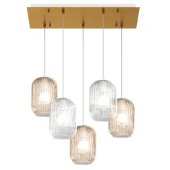 Lampadari Moderni-Top Light Lampadario oro per soggiorno vetri multicolor tender