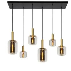 Lampadari Moderni-Selezionato da Mazzolaluce Lampadario oro sfere di vetro fume pendenti per sala da pranzo