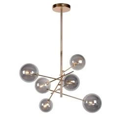 Lampadari Moderni-Selezionato da Mazzolaluce Lampadario oro sfere di vetro fume moderno per soggiorno