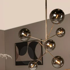 Lampadari Moderni-Selezionato da Mazzolaluce Lampadario oro sfere di vetro fume moderno per soggiorno