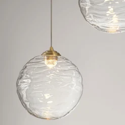 Lampadario Camera Da Letto-Selezionato da Mazzolaluce Lampadario oro sfere di vetro ondulato trasparente per camera da letto