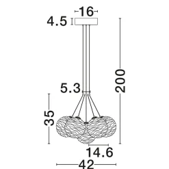 Lampadari Moderni-Selezionato da Mazzolaluce Lampadario oro sfere raggruppate trasparenti ondulate per sala da pranzo contemporanea