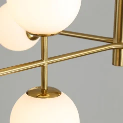 Lampadari Moderni-Selezionato da Mazzolaluce Lampadario oro sfere vetro bianco per soggiorno moderno