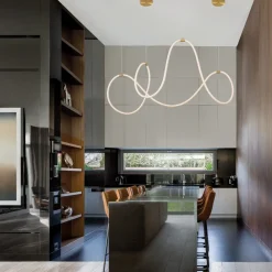 Lampadari Moderni-Selezionato da Mazzolaluce Lampadario oro tubo led silicone moderna