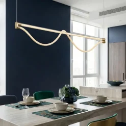 Lampadari Moderni-Selezionato da Mazzolaluce Lampadario oro tubo silicone led 38w 3000k per soggiorno moderno