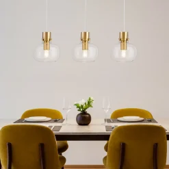 Lampadari Moderni-Selezionato da Mazzolaluce Lampadario oro vetri trasparenti da soggiorno