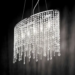 Lampadari Moderni-Ideal Lux Lampadario ovale di cristallo rain sp5 per soggiorno