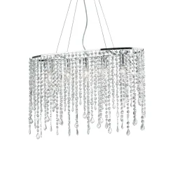 Lampadari Moderni-Ideal Lux Lampadario ovale di cristallo rain sp5 per soggiorno