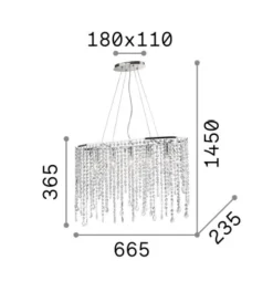 Lampadari Moderni-Ideal Lux Lampadario ovale di cristallo rain sp5 per soggiorno