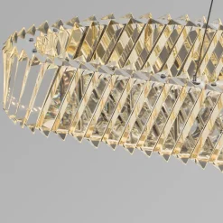 Lampadari Moderni-Selezionato da Mazzolaluce Lampadario ovale di vetro cristallo trasparente per tavolo soggiorno