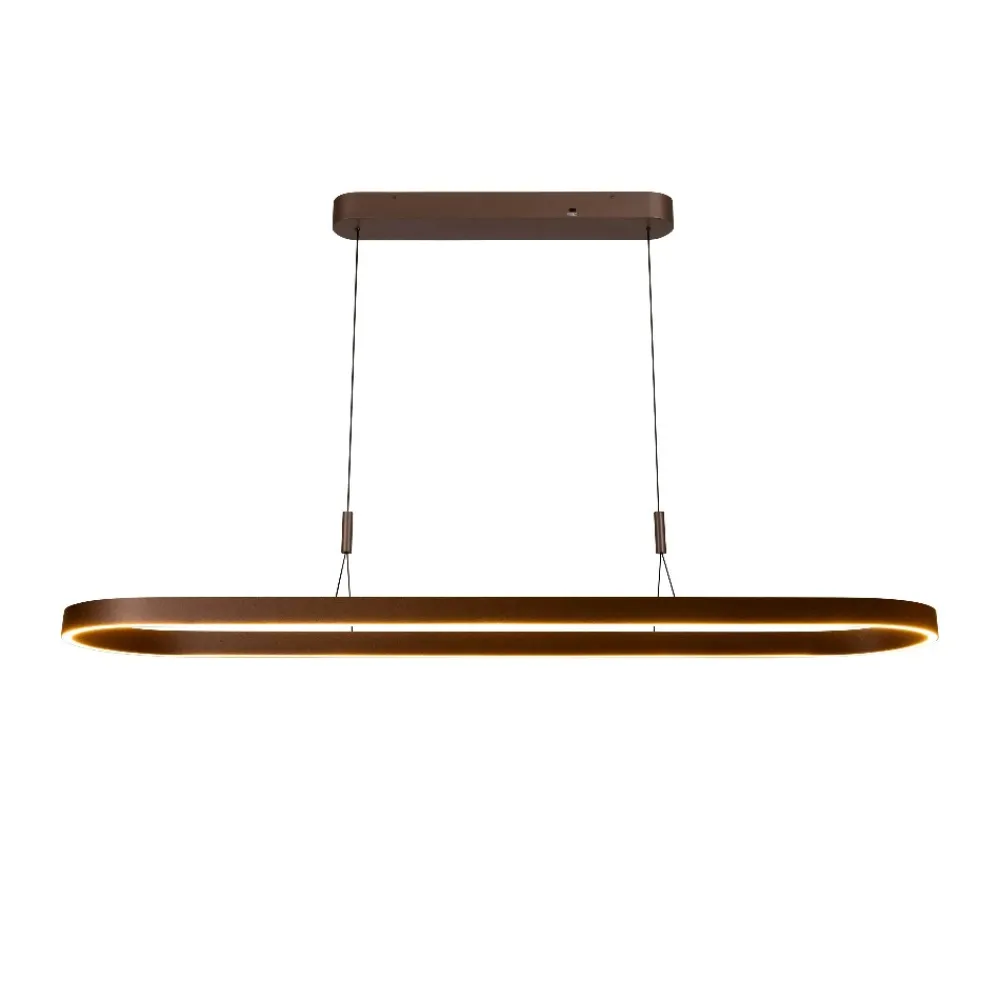 Lampadari Moderni-Selezionato da Mazzolaluce Lampadario ovale moderno marrone led dimmerabile per soggiorno
