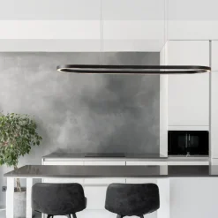 Lampadari Cucina-Selezionato da Mazzolaluce Lampadario ovale nero led 56w 3000k per isola cucina moderna