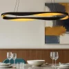 Lampadari Moderni-Selezionato da Mazzolaluce Lampadario ovale nero oro moderno per sala da pranzo