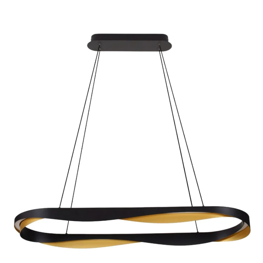 Lampadari Moderni-Selezionato da Mazzolaluce Lampadario ovale nero oro moderno per sala da pranzo