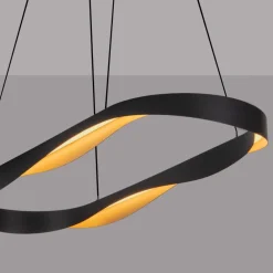 Lampadari Moderni-Selezionato da Mazzolaluce Lampadario ovale nero oro moderno per sala da pranzo