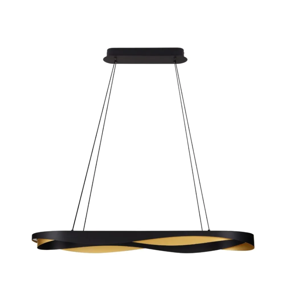 Lampadari Moderni-Selezionato da Mazzolaluce Lampadario ovale nero oro moderno per sala da pranzo