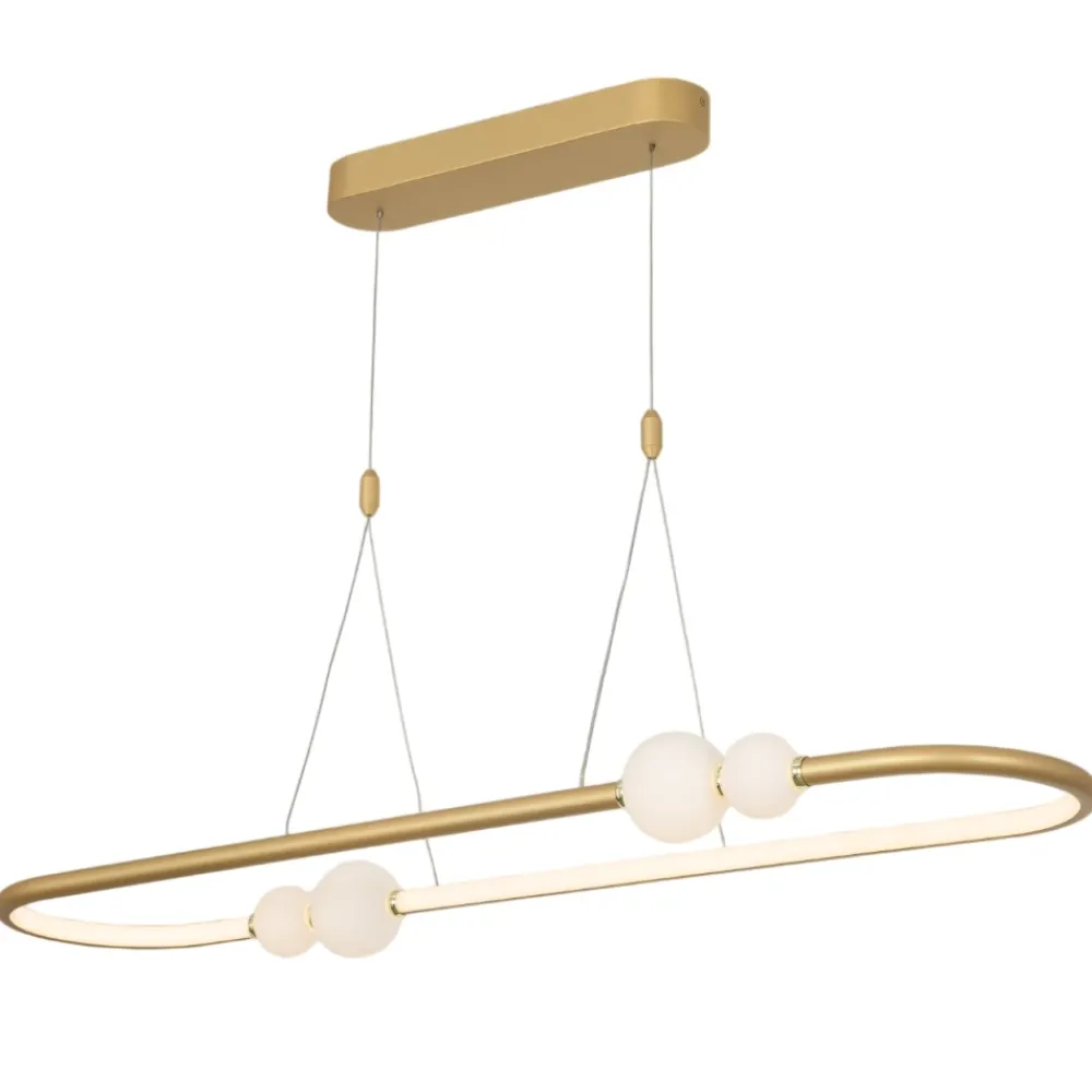 Lampadari Moderni-Selezionato da Mazzolaluce Lampadario ovale oro per soggiorno moderno