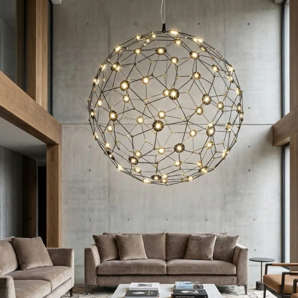 Lampadari Moderni-Selezionato da Mazzolaluce Lampadario palla sfera nera design moderna led 21w 3000k