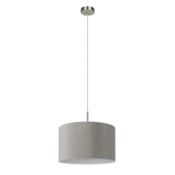 Lampadari Moderni-Eglo Lampadario paralume a sospensione tessuto grigio cilindro pasteri