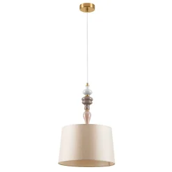 Lampadari Moderni-Selezionato da Mazzolaluce Lampadario paralume tessuto oro anticato ceramica stile contemporaneo