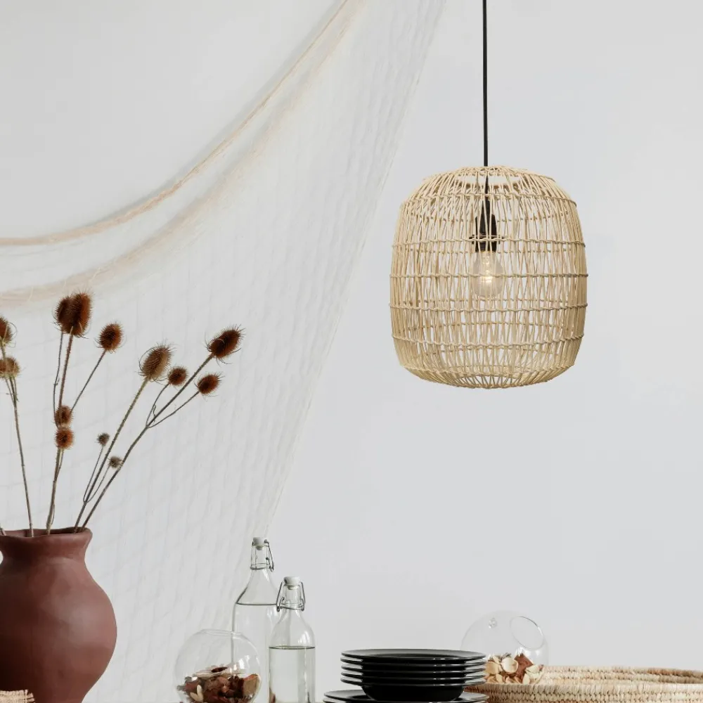 Lampadari Cucina-Selezionato da Mazzolaluce Lampadario pendente in rattan naturale intrecciato 30 cm per cucina