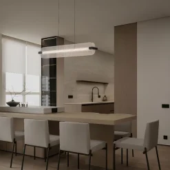 Lampadari Moderni-Selezionato da Mazzolaluce Lampadario pendente nero design moderno in vetro led per tavolo sala da pranzo