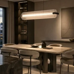 Lampadari Moderni-Selezionato da Mazzolaluce Lampadario pendente nero design moderno in vetro led per tavolo sala da pranzo