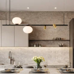 Lampadari Cucina-Selezionato da Mazzolaluce Lampadario pendente per isola penisola cucina con vetri e spot