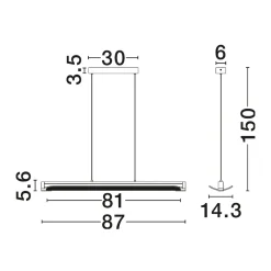 Lampadari Cucina-Selezionato da Mazzolaluce Lampadario pendente sospeso nero barra in vetro rigato per tavolo isola cucina