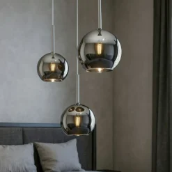 Lampadario Camera Da Letto-Top Light Lampadario pendente tre luci vetri cromo per camera da letto