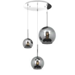 Lampadario Camera Da Letto-Top Light Lampadario pendente tre luci vetri cromo per camera da letto