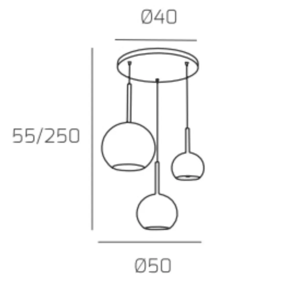 Lampadario Camera Da Letto-Top Light Lampadario pendente tre luci vetri cromo per camera da letto