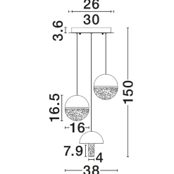 Lampadari Moderni-Selezionato da Mazzolaluce Lampadario 3 pendenti a sospensione marmo nero vetro effetto nuvola per sala da pranzo moderna